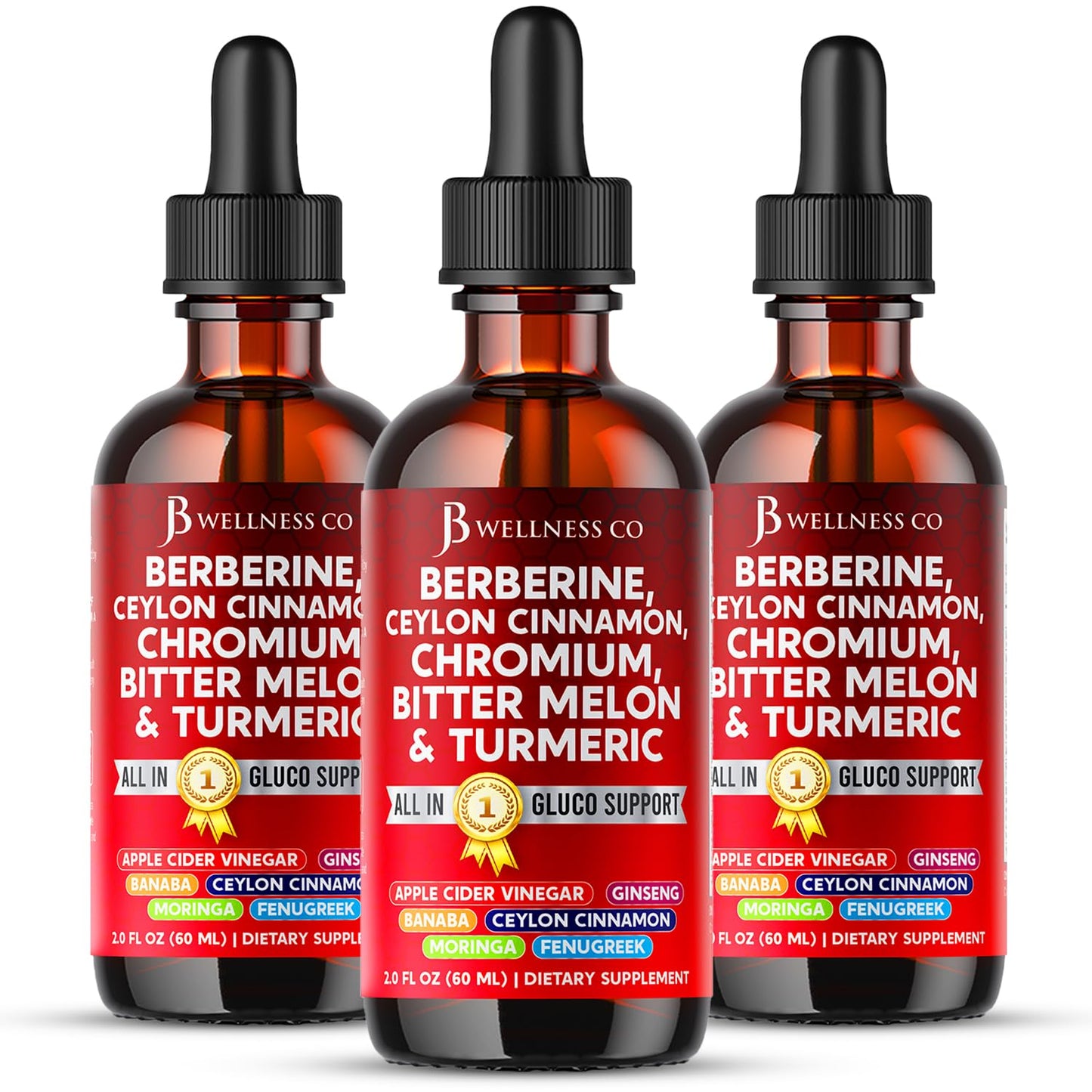 JB Wellness Co Berberine with Ceylon Cinnamon Liquid Drops – 6 oz Liposomal Formula