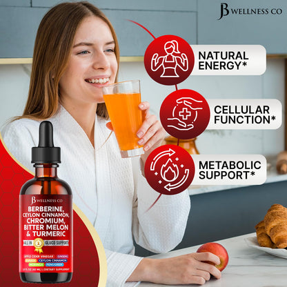JB Wellness Co Berberine with Ceylon Cinnamon Liquid Drops – 6 oz Liposomal Formula