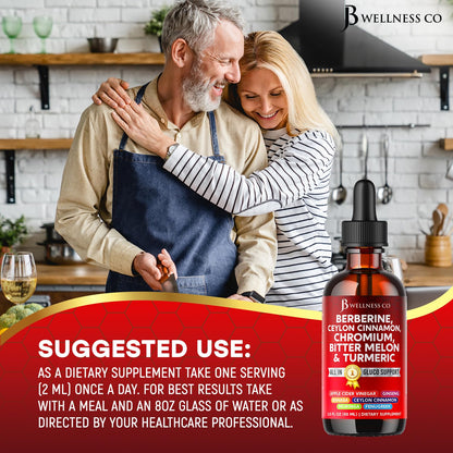 JB Wellness Co Berberine with Ceylon Cinnamon Liquid Drops – 6 oz Liposomal Formula