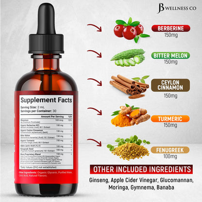 JB Wellness Co Berberine with Ceylon Cinnamon Liquid Drops – 6 oz Liposomal Formula