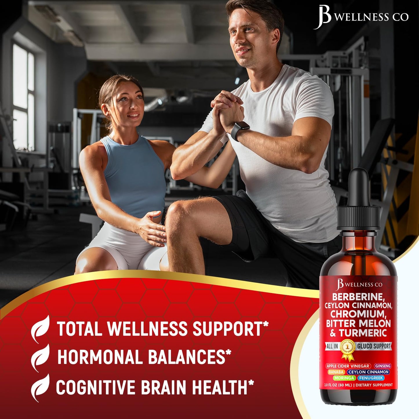 JB Wellness Co Berberine with Ceylon Cinnamon Liquid Drops – 6 oz Liposomal Formula