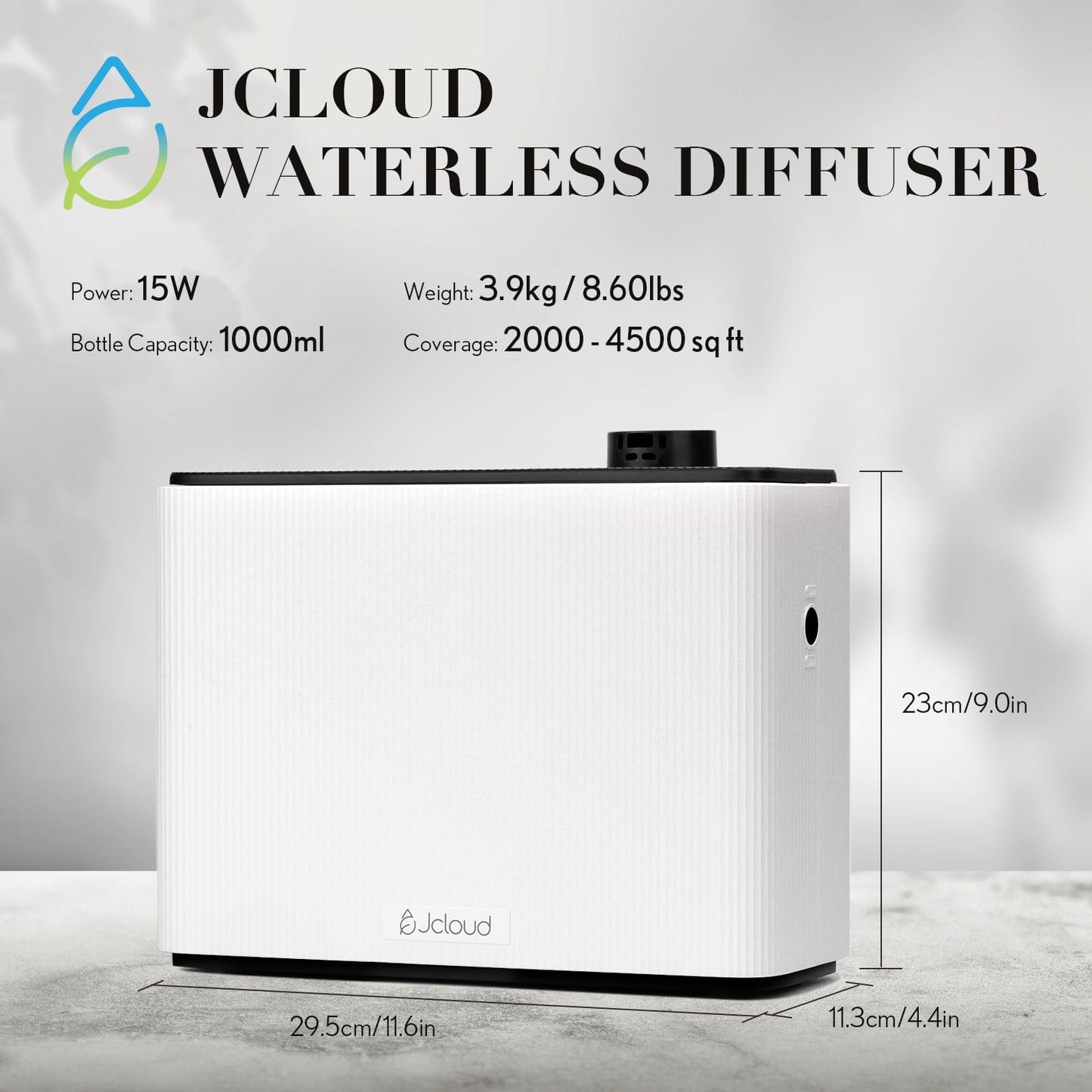 JCLOUD Smart Scent Air Machine 1000ML | 4500 Sq Ft Hotel Scent Diffuser – Waterless Cold Air Diffuser, White