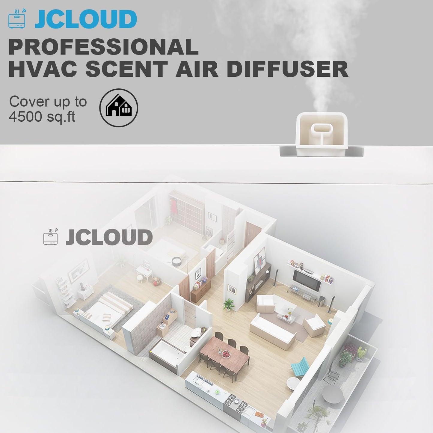 JCLOUD Smart Scent Air Machine for Home & Hotel – Cold Air Technology Diffuser 850ML (Covers Up To 4500 sq ft)