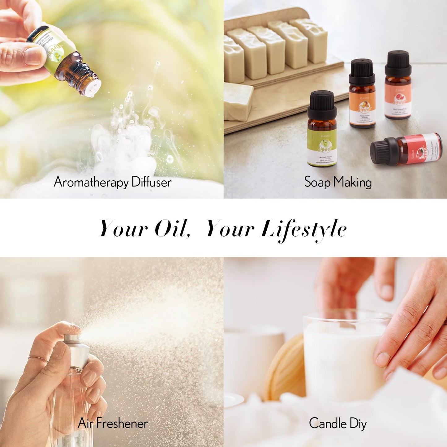 JCLOUD Summer Fragrance Oils Set – 6x10mL Diffuser Oils Gift Set