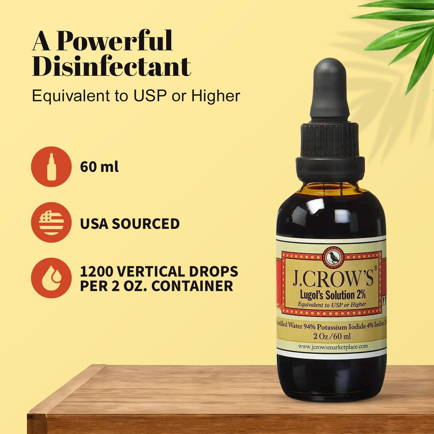 J.CROW'S Lugol's Solution 2% Iodine – 12 Bottle Bundle, Gluten & Alcohol-Free, No Expiration