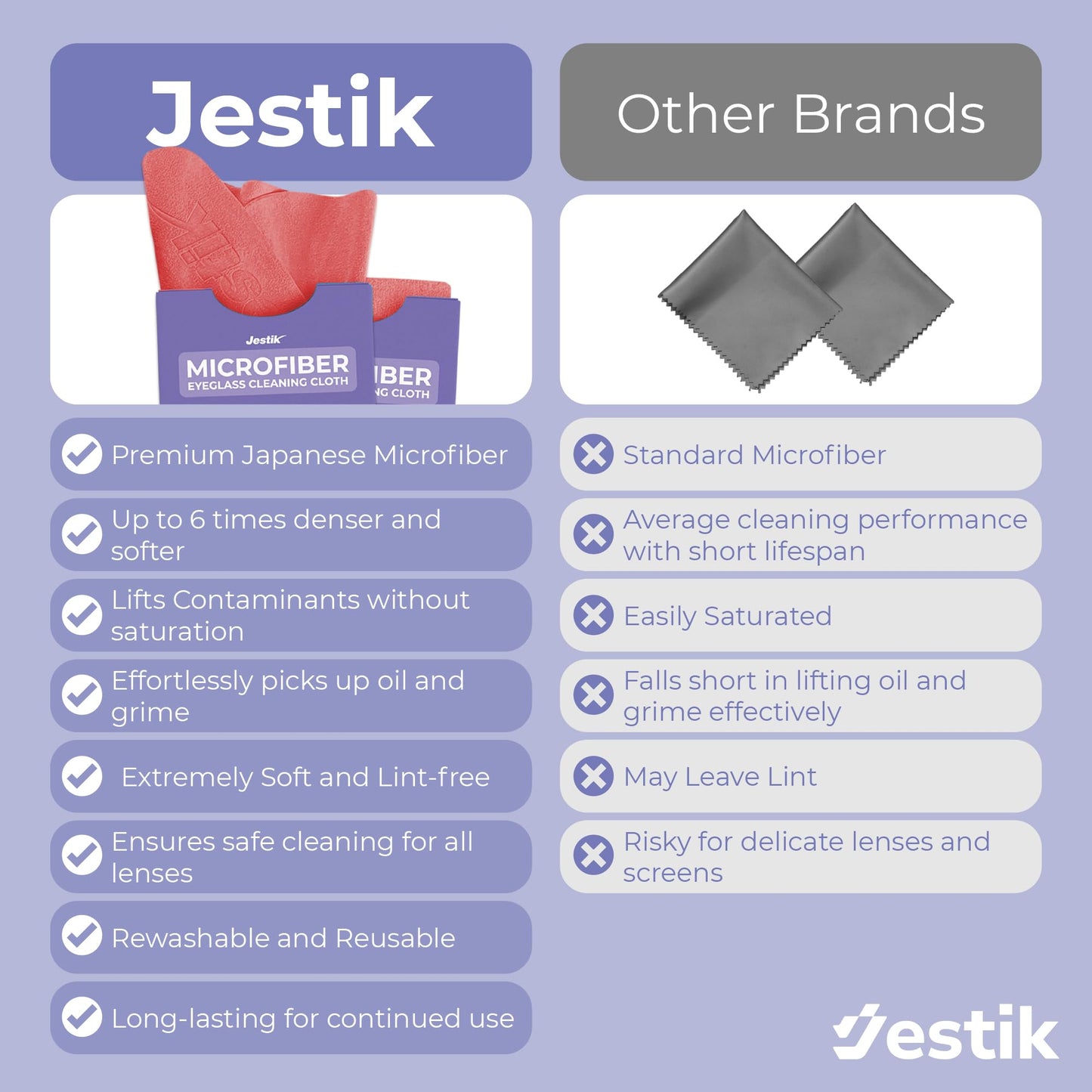 Jestik Microfiber Cleaning Cloths – 6-Pack Lens & Screen Wipes (Black/Crimson)