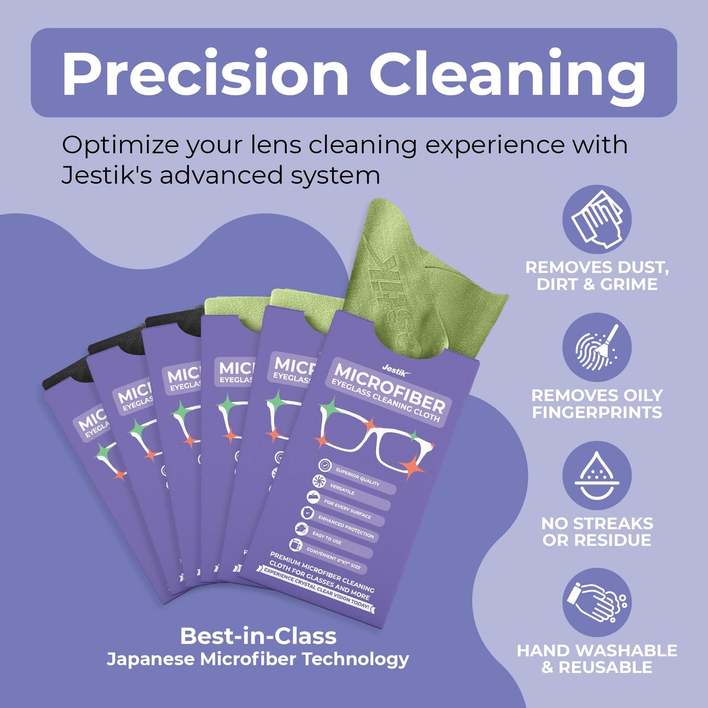 Jestik Microfiber Cleaning Cloths – 6-Pack Lens & Screen Wipes (Black/Crimson)