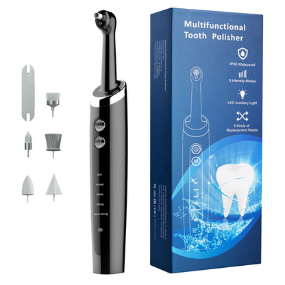 Jeyoe Tooth Polisher Rechargeable - 5 Heads, 5 Modes, USB-C, IPX6 Waterproof