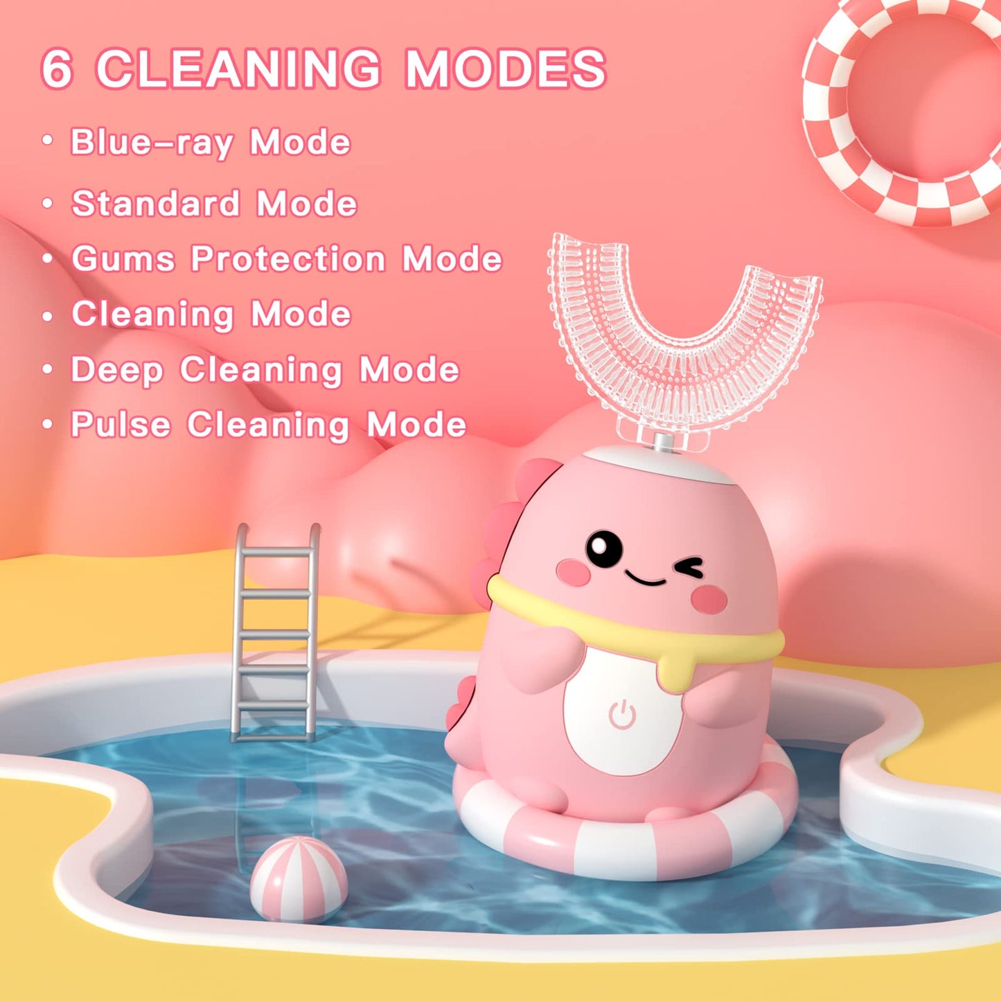 JIANLEJIA Kids Electric Toothbrush - U-Shaped Toddler Sonic, 360° Clean