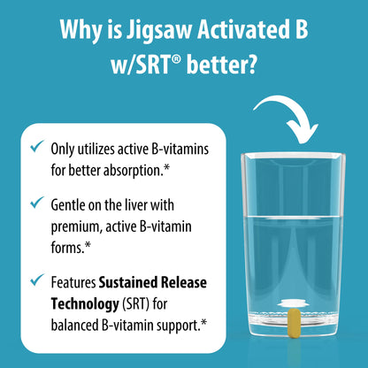 Jigsaw Health Activated B w/SRT | Supports Nervous System & Energy | 120 Tablets