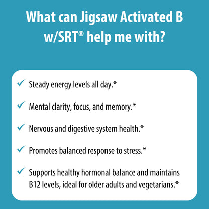 Jigsaw Health Activated B w/SRT | Supports Nervous System & Energy | 120 Tablets