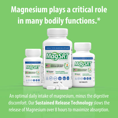 Jigsaw Health MagSRT Magnesium + B6, Folate & B12 | Timed-Release Mineral Supplement | 240 Tablets | 60 Servings