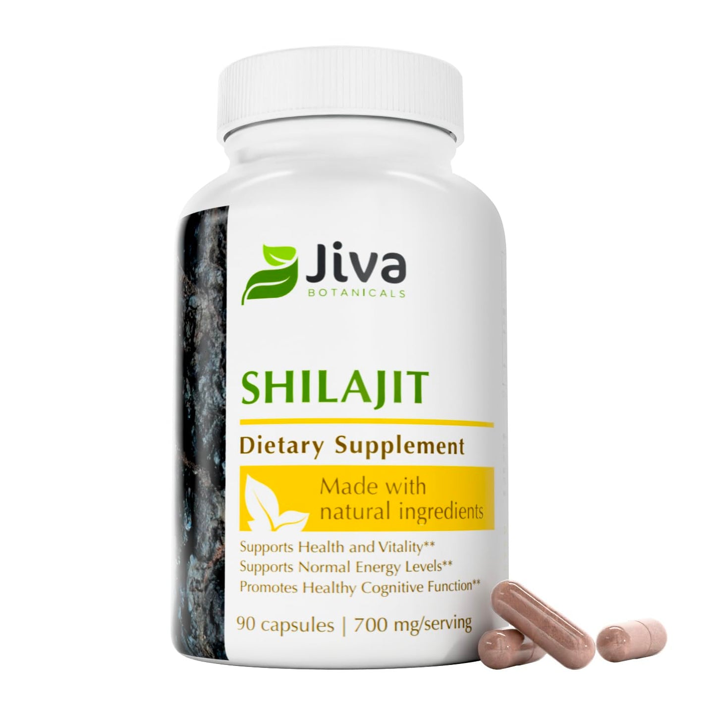 Jiva Botanicals Shilajit Capsules 700 mg – Fulvic Acid, 90 Vegan Caps