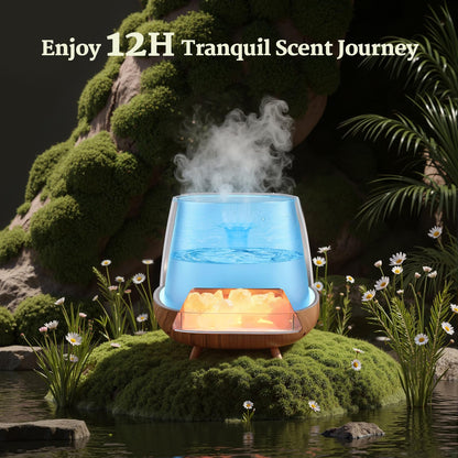 JJNJJN Essential Oil Diffuser for Home | 200ml Humidifier with Himalayan Pink Salt Lamp, 9-Color LED Night Light & Auto Off