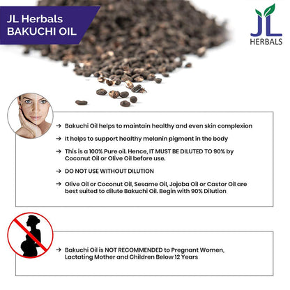 JL Herbals Bakuchi Oil 100ml (3.5 fl oz) | Pure Cold-Pressed Babchi Oil (Psoralea corylifolia)