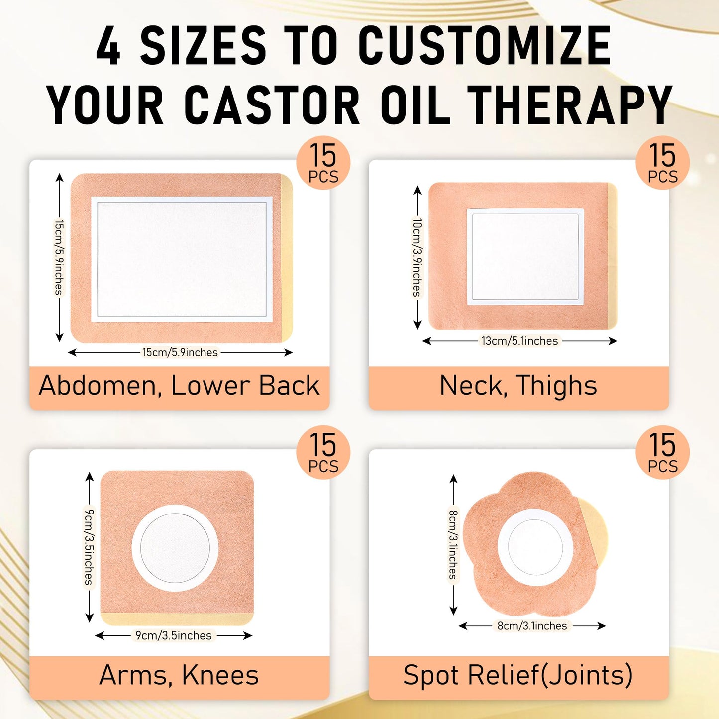 Joceiae 60 Pcs Castor Oil Patches – Self-Adhesive Castor Oil Pack Wraps (Leak-Proof, Portable, No Wash)