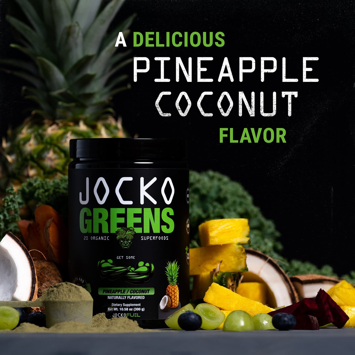 Jocko Fuel Daily Greens Powder – Premium Organic Greens with Probiotics (30 Servings)