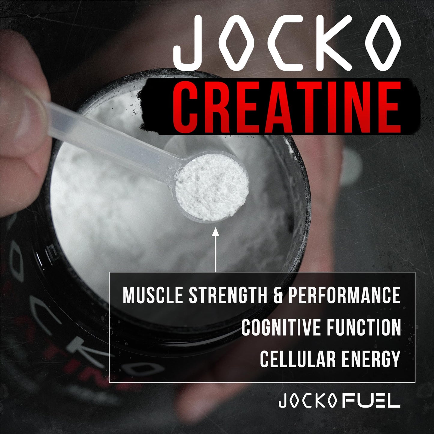 Jocko Fuel Creatine Monohydrate Powder – 90 Servings, 16 oz Jar, Unflavored