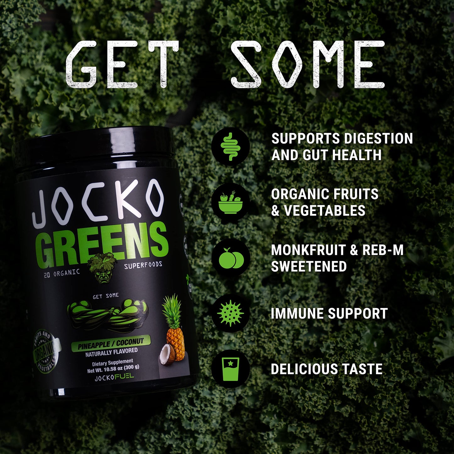 Jocko Fuel Daily Greens Powder – Premium Organic Greens with Probiotics (30 Servings)