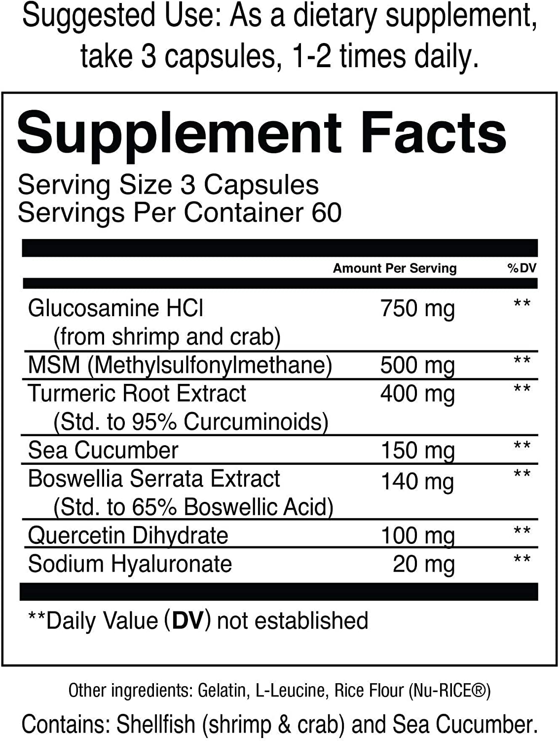 Jocko Fuel Joint Support Supplement - Glucosamine MSM, Turmeric & Boswellia, 180 Capsules