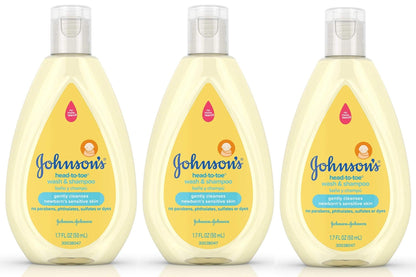 Johnson's Baby Head-To-Toe Wash & Shampoo - 3 Pack, 1.7 oz Each