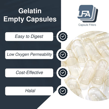 Empty Capsules Size 0-10000 Count Bulk | Gelatin Halal Beef Gel Caps
