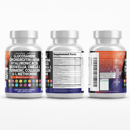Clean Nutraceuticals Joint Defend – 15-in-1 Joint Health Capsule (Glucosamine 1500mg, Turmeric Curcumin, MSM, Collagen, Hyaluronic Acid, Omega-3) Pack of 2