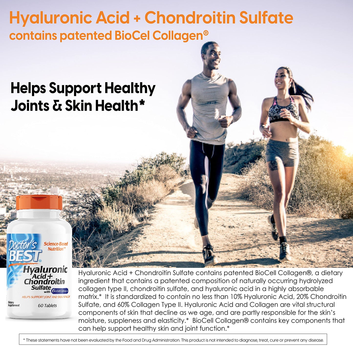 Doctor's Best Hyaluronic Acid with Chondroitin Sulfate featuring BioCell Collagen - Joint Support