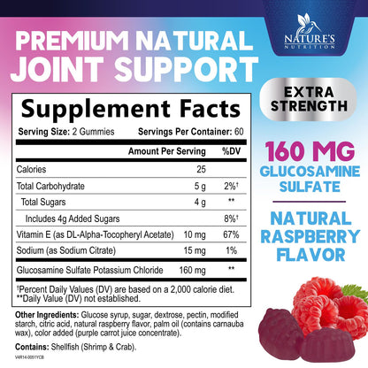 Nature's Nutrition Joint Support Gummies – Glucosamine & Vitamin E, 120 Gummies