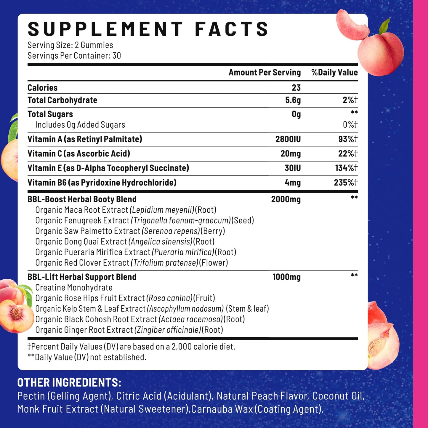 Jovariquethor Booty Gummies for Women – Peach Flavor, Multivitamin & Herbal Blend (120 Count)