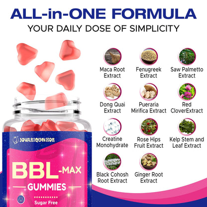 Jovariquethor Booty Gummies for Women – Peach Flavor, Multivitamin & Herbal Blend (120 Count)