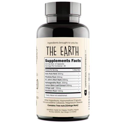 Joy-Filled Mood Support Supplement — 7-Herb Complex w/St. John's Wort (120 Ct) | Plant-Based Mood & Stress Support | Happy Healthy Hippie
