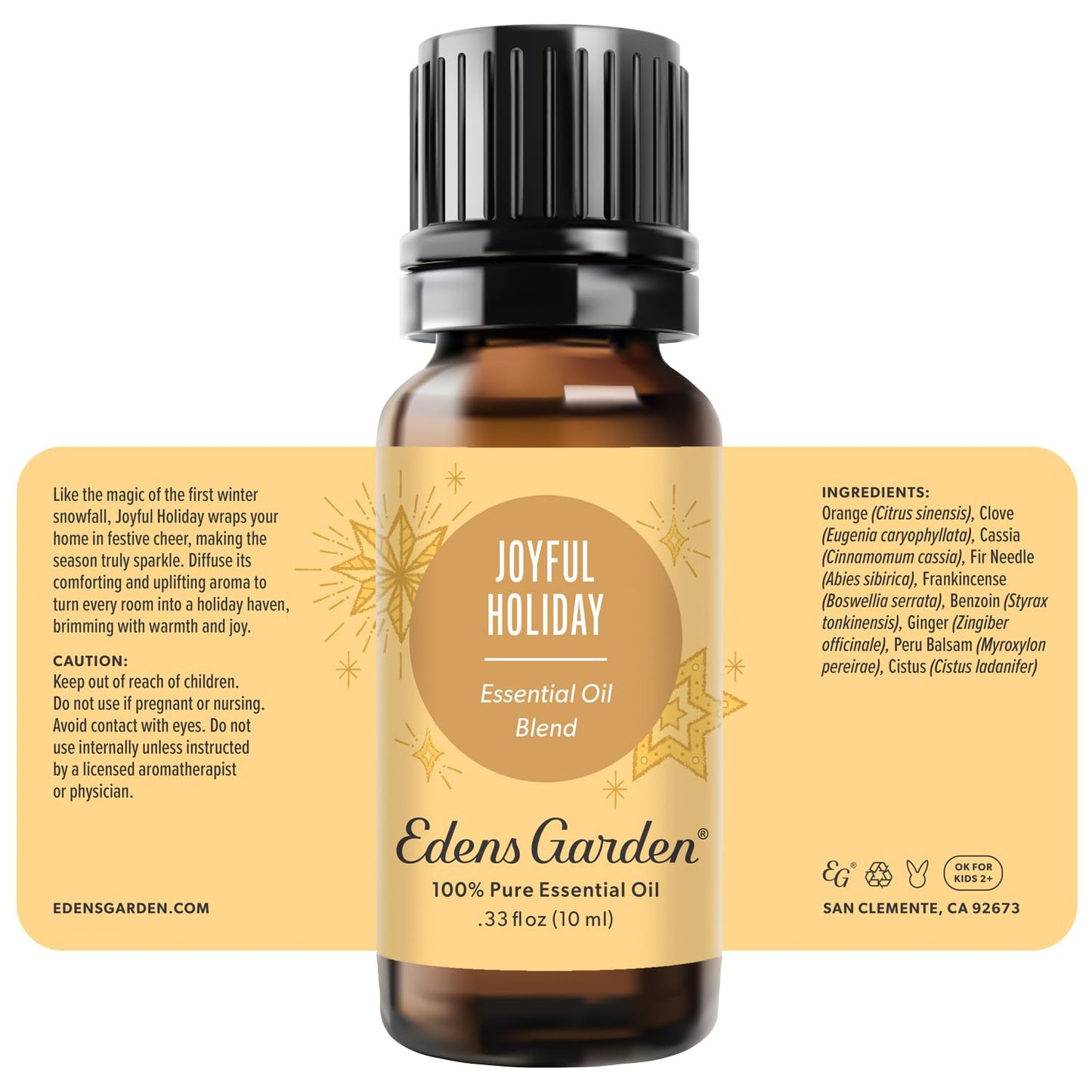 Joyful Holiday Essential Oil Blend by Edens Garden – 100% Pure Premium Grade, Christmas Diffuser Oil 10 ml