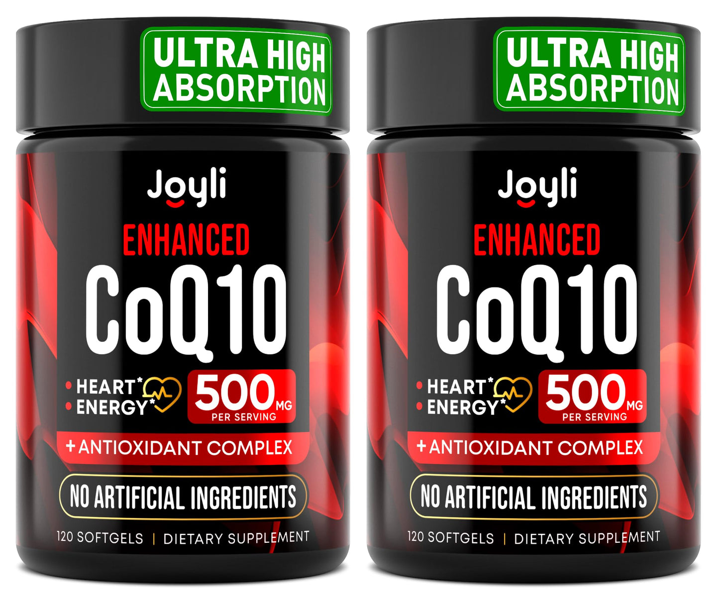 JOYLI Nutrition 2 Pack CoQ10 500mg - High Absorption CoQ10 for Energy & Vitality | 240 Softgels