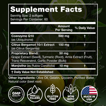JOYLI Nutrition 2 Pack CoQ10 500mg - High Absorption CoQ10 for Energy & Vitality | 240 Softgels