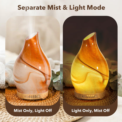 JOYOLO 120ml Glass Essential Oil Diffuser – Dessert Pattern, 7 LED Colors, Auto Shut-Off, 4 Timers