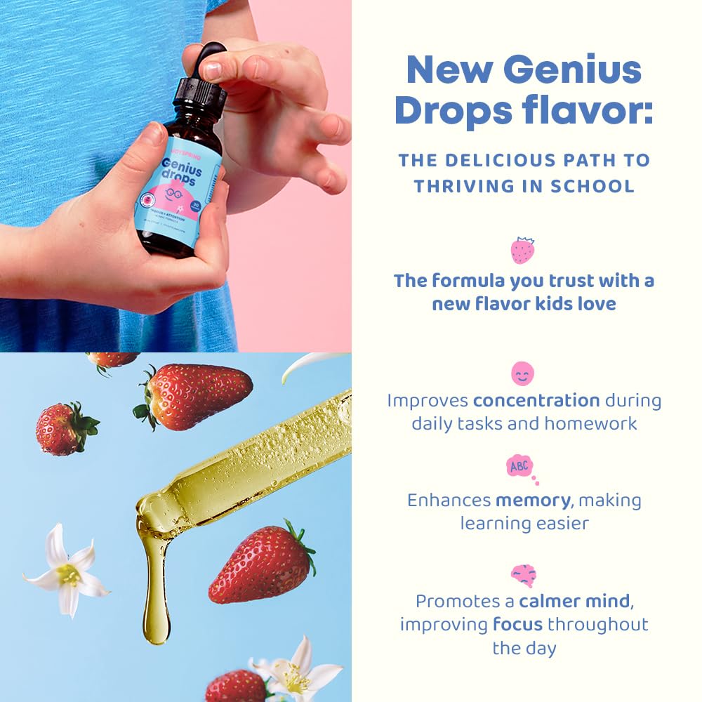JoySpring Genius Drops Smartberry Vanilla – Kids Focus Liquid 1 fl oz