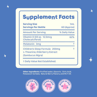 JoySpring SleepBerry Kids Melatonin Liquid — 3mg with D3 & Elderberry, Sugar-Free, 4 fl oz