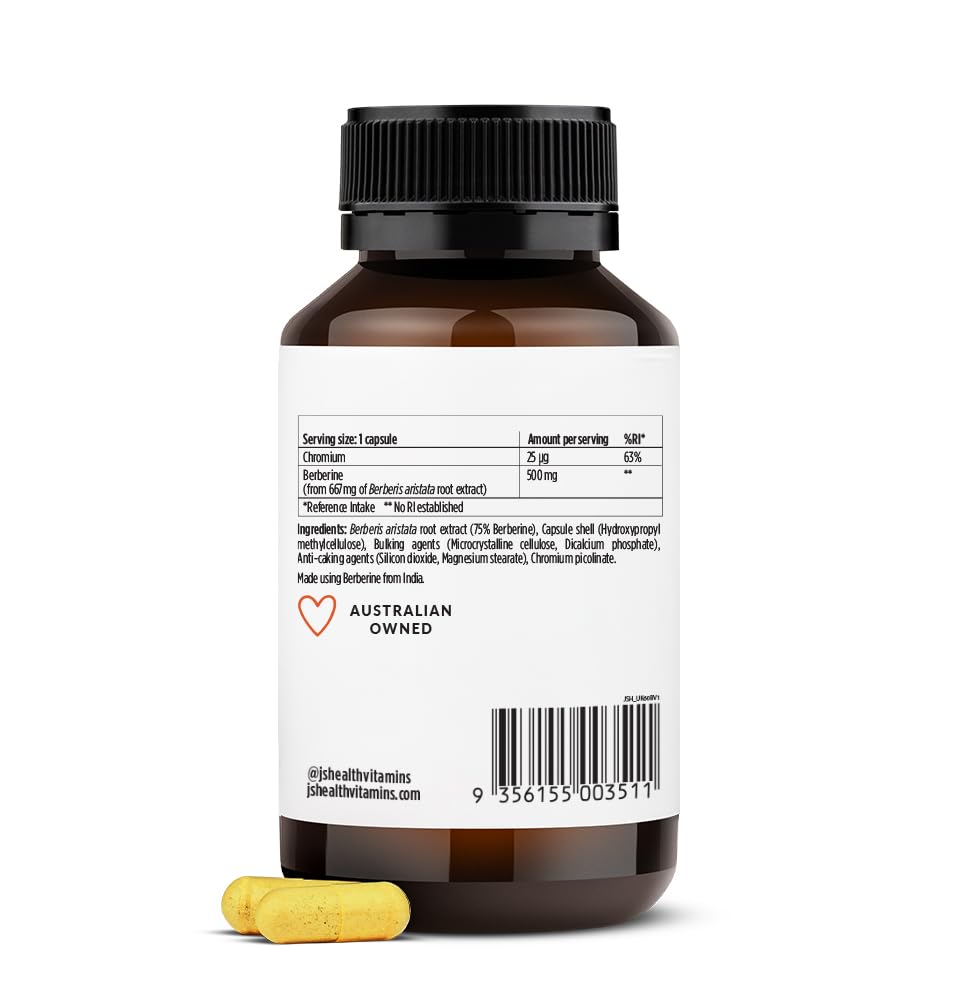 JSHealth Berberine+ Formula – Berberine Supplement for Metabolic Health | Vegan, Gluten-Free, Non-GMO (60 Tablets)