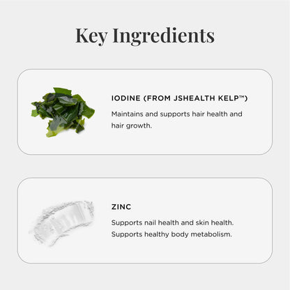 JSHealth Hair Formula – Vitamins for Hair Growth & Energy with Zinc & Iodine | Hair Loss Supplement for Men & Women (60 Capsules)