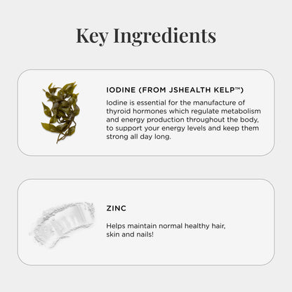 JSHealth Hair Formula – Vitamins for Hair Growth & Energy with Zinc & Iodine | Hair Loss Supplement for Men & Women (60 Capsules)