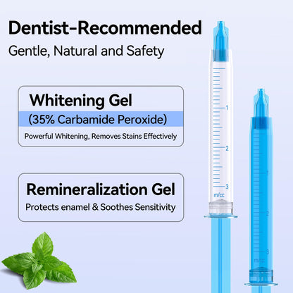 JTF Teeth Whitening Gel Kit – 35% Carbamide Peroxide, 5 Gels + Remineralization (Mint)