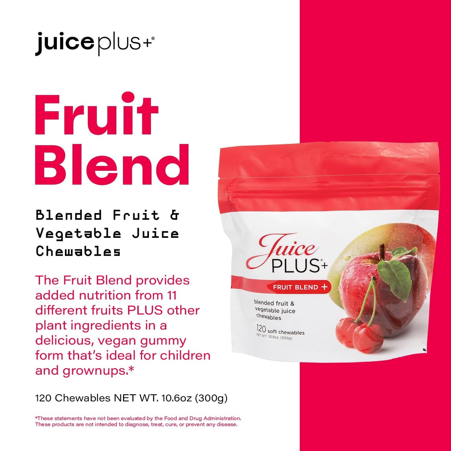 Juice Plus+ Fruit Blend Soft Chews – 11 Fruits & Plant Ingredients (Vegan Gummies, 120)