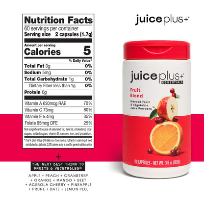 Juice Plus+ Fruit & Vegetable Blend: 20 Fruits & Veggies, 2 Bottles, 60 Fruit Servings & 60 Veg Servings