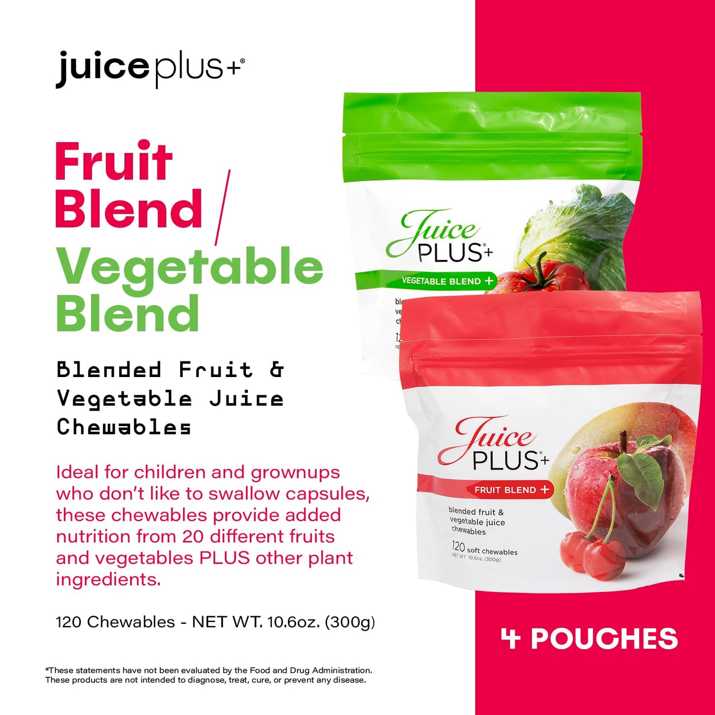 Juice Plus+ Fruit & Vegetable Blend Soft Chews – Vegan Gummies for Adults & Kids