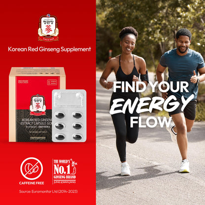 Jung Kwan Jang Korean Red Ginseng Extract Capsule Gold — Vegan Energy & Immune Support, Caffeine Free (600mg, 150 Capsules)