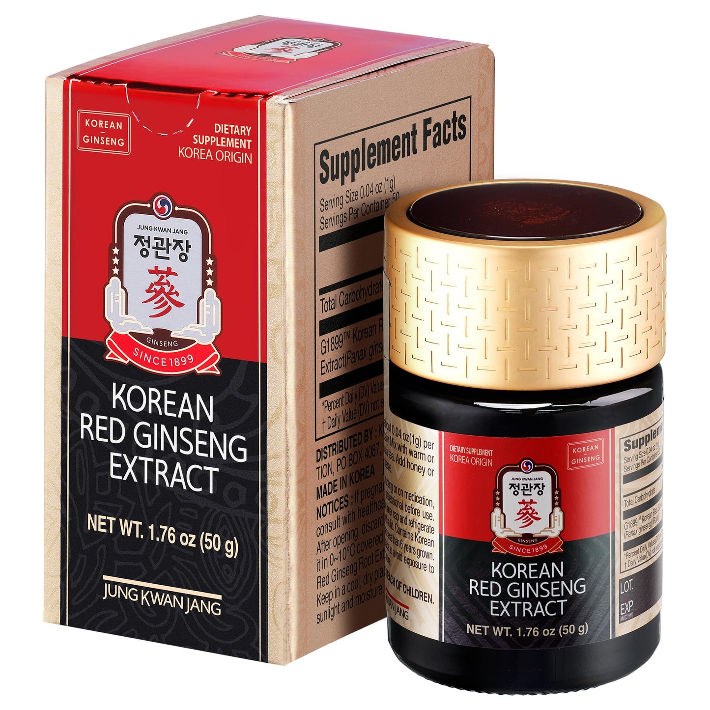 JUNG KWAN JANG Korean Red Panax Ginseng Concentrated Extract 50g | Immune Support & Focus