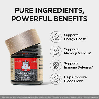 JUNG KWAN JANG Korean Red Panax Ginseng Concentrated Extract 50g | Immune Support & Focus