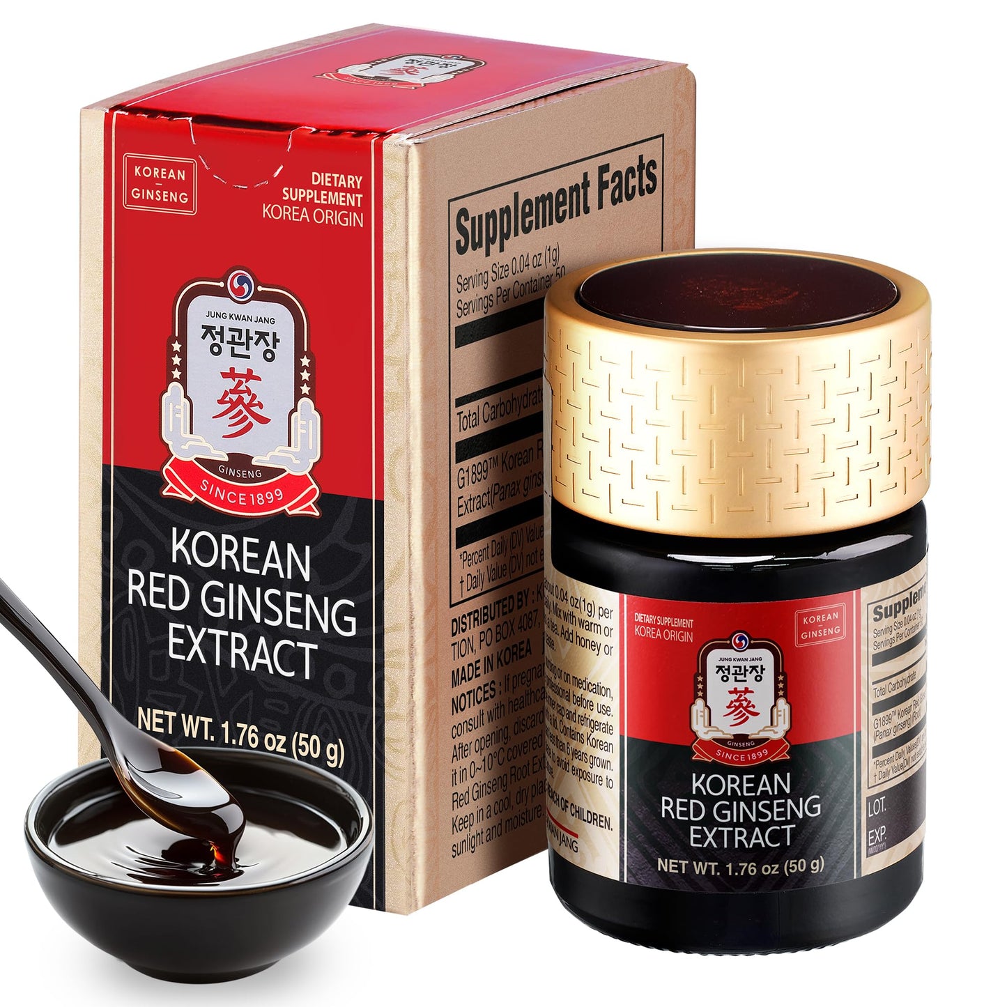 JUNG KWAN JANG Korean Red Panax Ginseng Concentrated Extract 50g | Immune Support & Focus