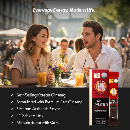 JUNGWONSAM 6-Year Korean Red Ginseng 365 | 100 Sticks | Vegan | 7mg Ginsenosides Per Stick | 100-Day Supply